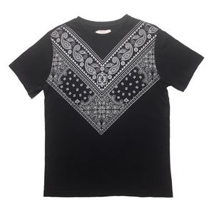 Bandana Paisley Graphic Print T-Shirt Coastal Cowgirl Size Small Black Tee 21Men